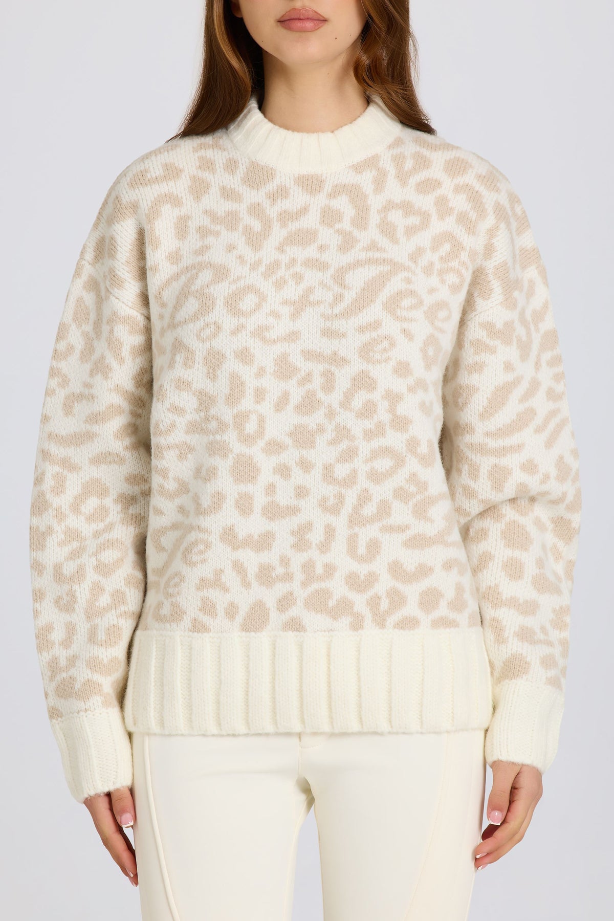 ⁣⁢Oversized-Pullover aus Jacquard-Strick in Eisblau⁤⁣