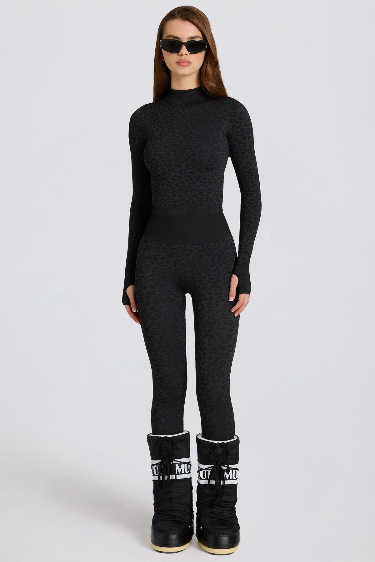 ⁣⁢Thermo-Leggings in Black Leopard⁤⁣ - 1