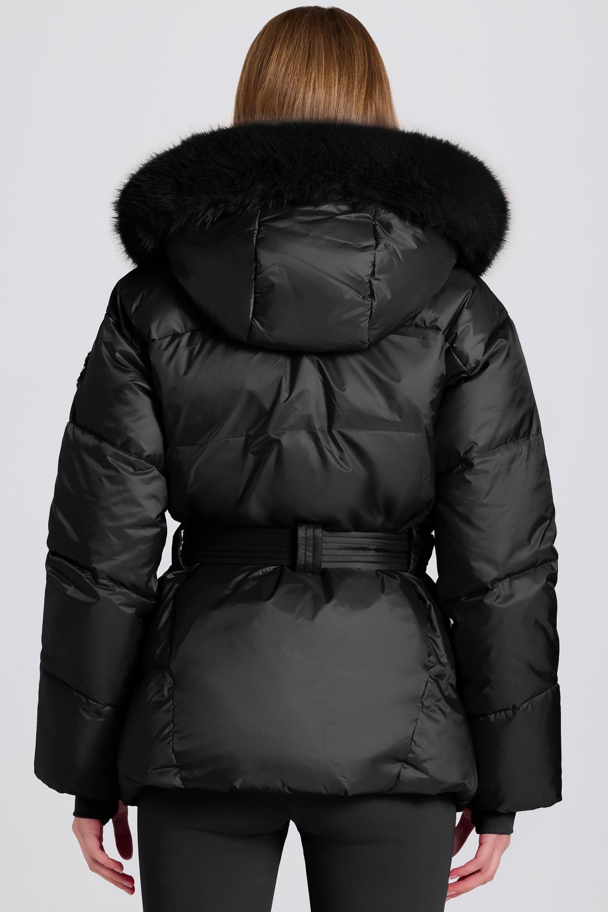⁣⁢Wasserdichte Skijacke mit Kunstpelz-Kapuze in Schwarz⁤⁣ - 2