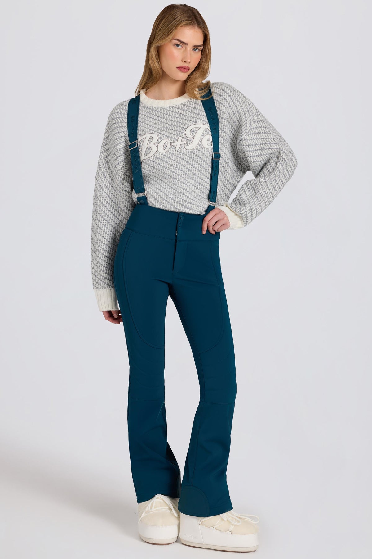 ⁣⁢Wasserdichte Latzhose mit Hosenträgern in Teal⁤⁣ - 1