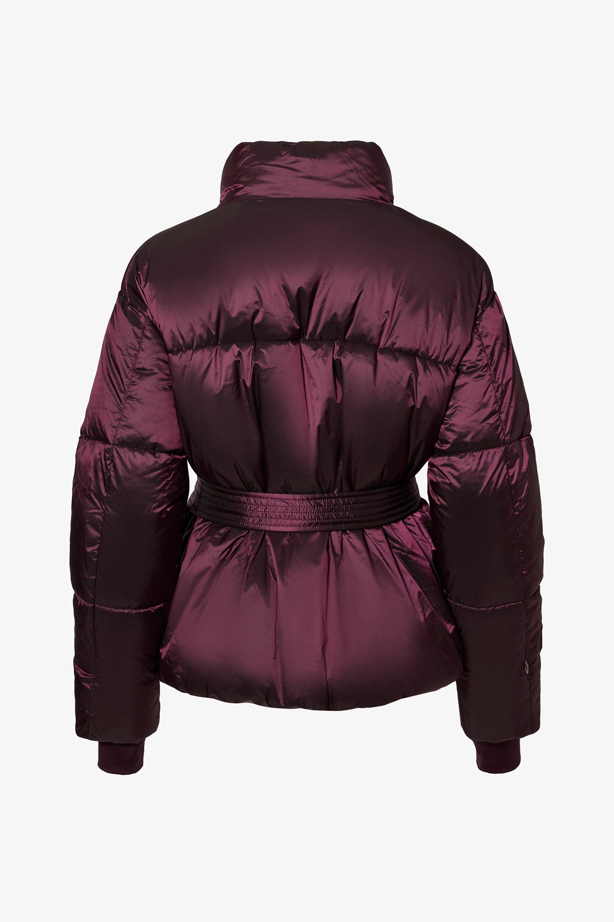 ⁣⁢Wasserdichte Oversized-Skijacke mit Gürtel in Bordeaux⁤⁣