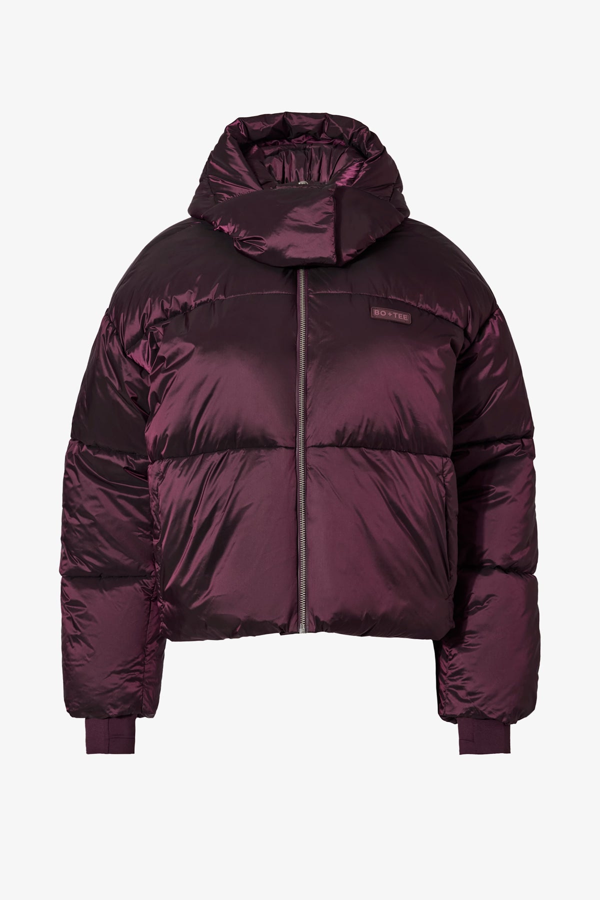 ⁣⁢Wasserabweisende Cropped Oversized Skijacke in Burgundy⁤⁣ - 1