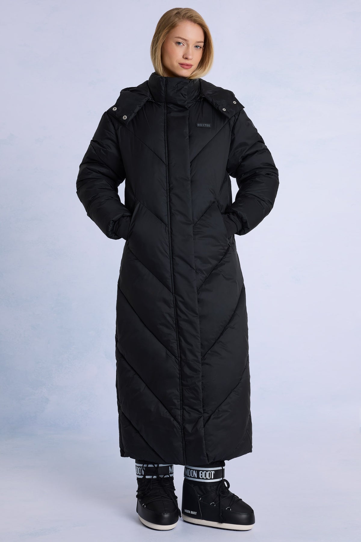 ⁣⁢Wasserdichte Kapuzen-Parka-Jacke in Schwarz⁤⁣ - 1
