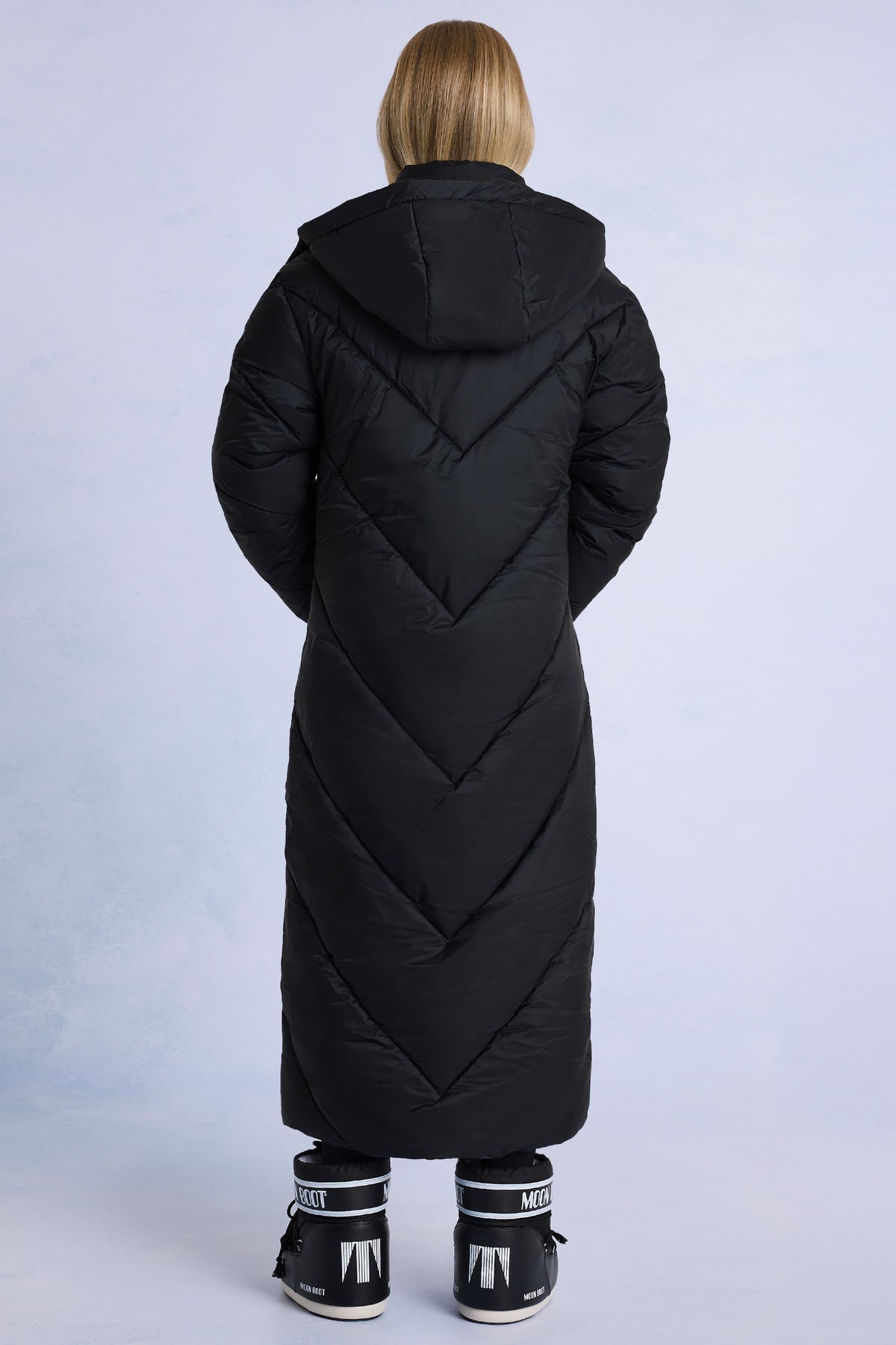 ⁣⁢Wasserdichte Kapuzen-Parka-Jacke in Schwarz⁤⁣ - 2