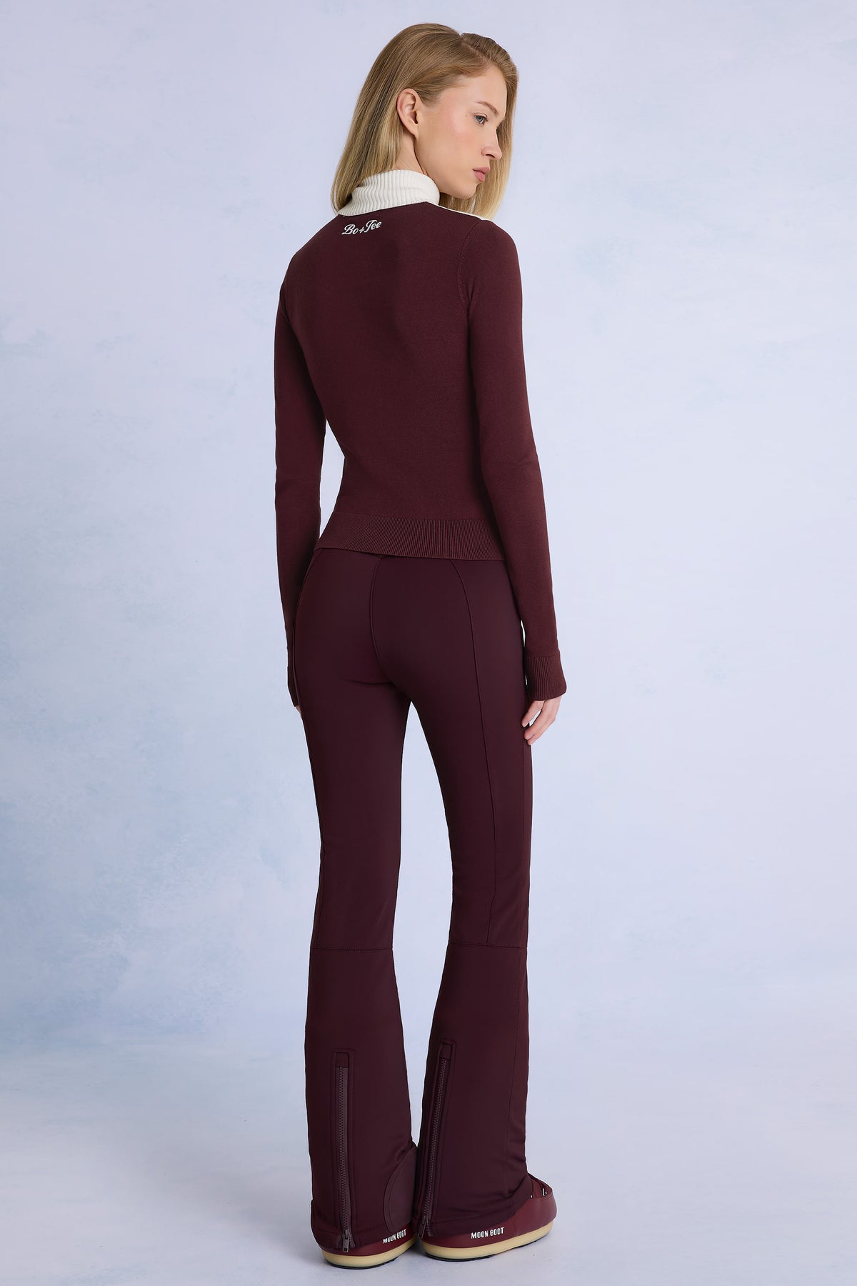 ⁣⁢Wasserdichte Skioveralls mit Gürtel in Burgundy⁤⁣ - 2