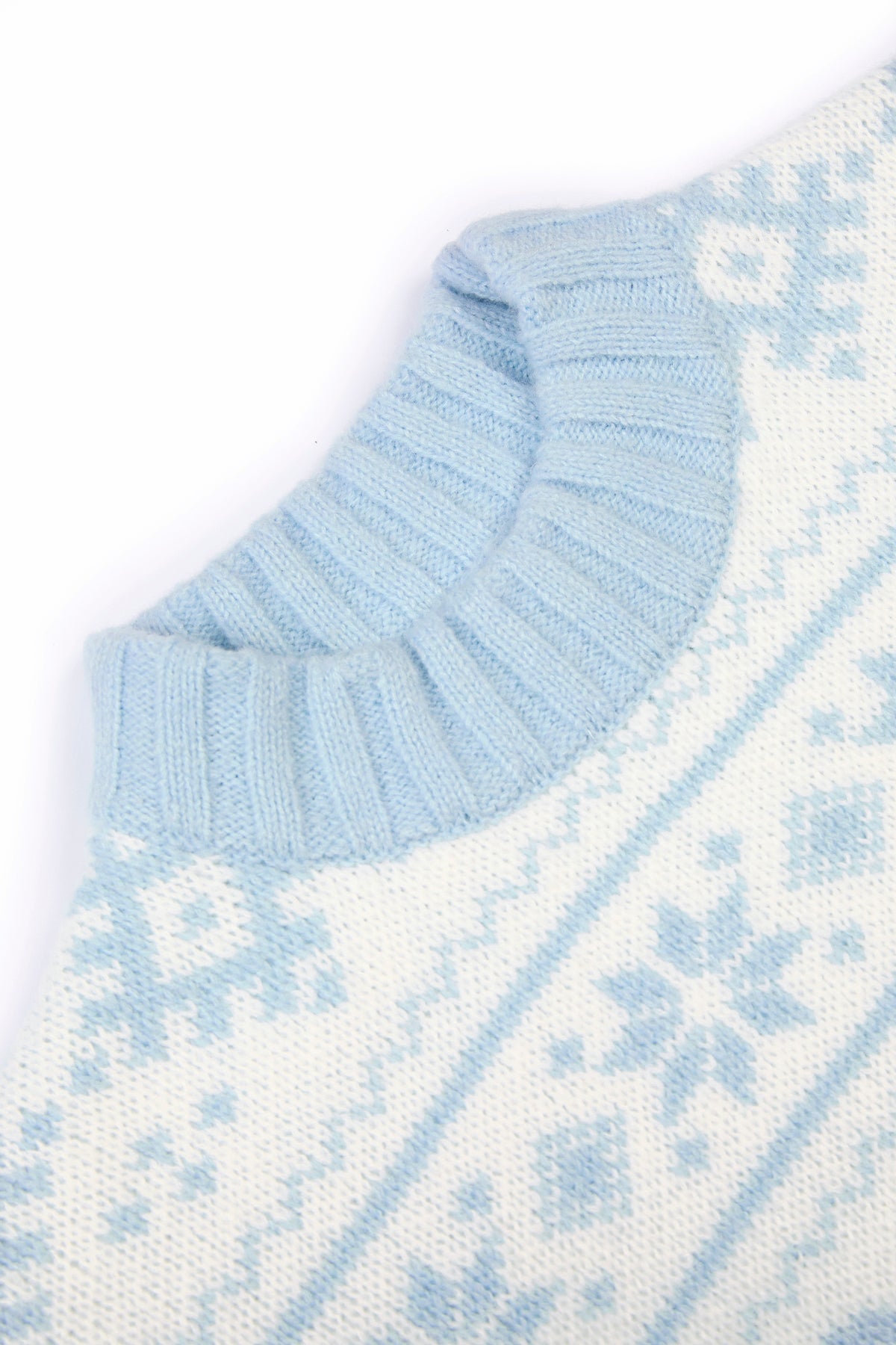 ⁣⁢Oversized-Pullover aus Jacquard-Strick in Puderblau⁤⁣