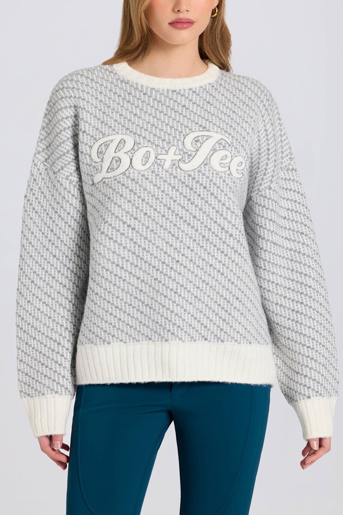 ⁣⁢Oversized-Strickpullover mit Logo in Eisblau⁤⁣ - 2