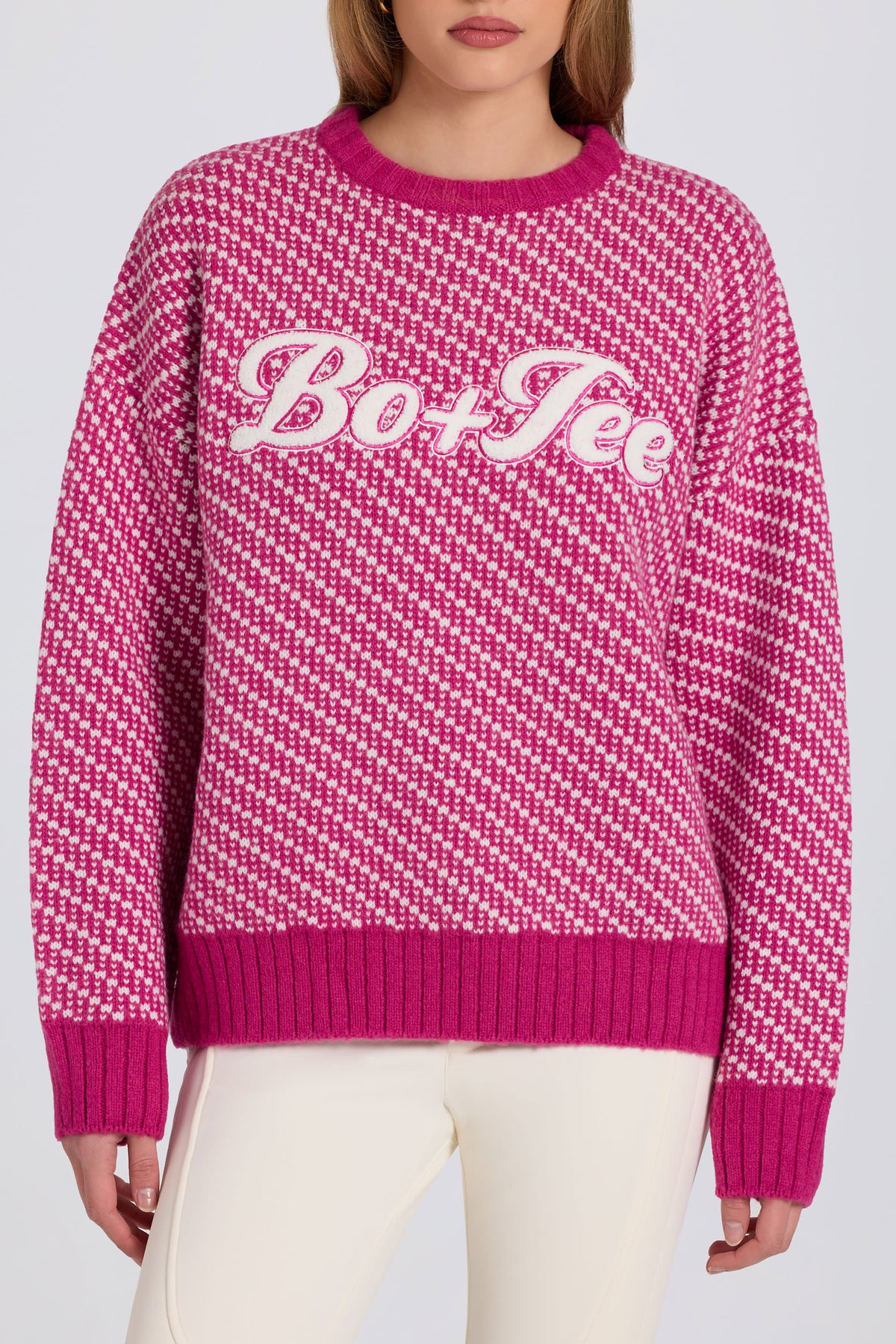⁣⁢Oversized-Strickpullover mit Logo in Magenta⁤⁣ - 2