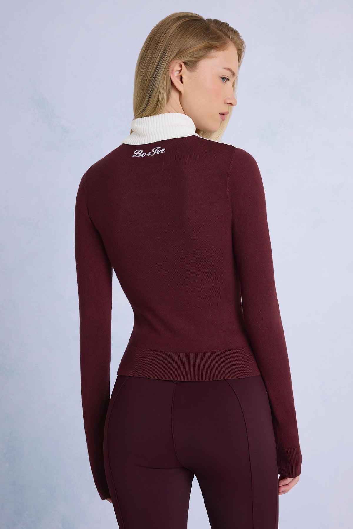 ⁣⁢Figurbetontes Strick-Langarmshirt in Bordeaux⁤⁣ - 2