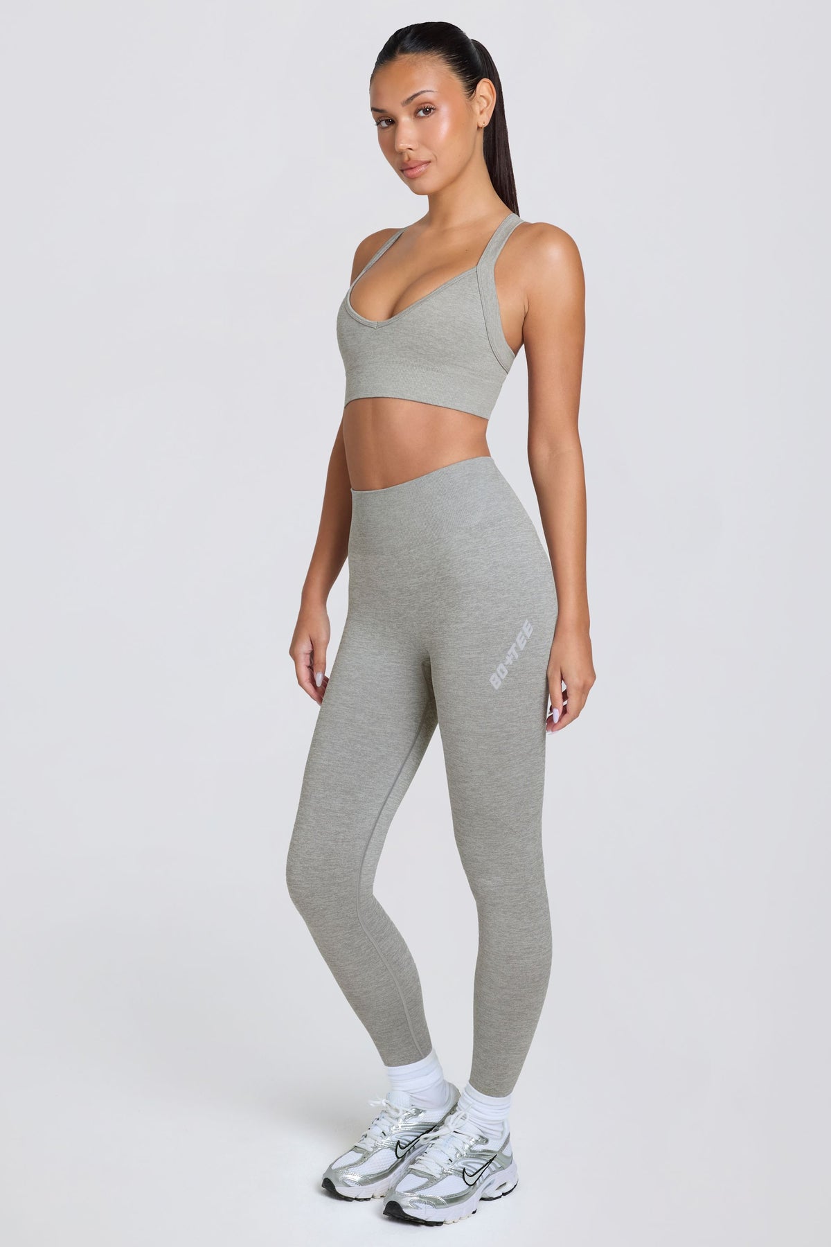 ⁣⁢Super Sculpt Seamless-High-Waist-Leggings in Grau meliert⁤⁣