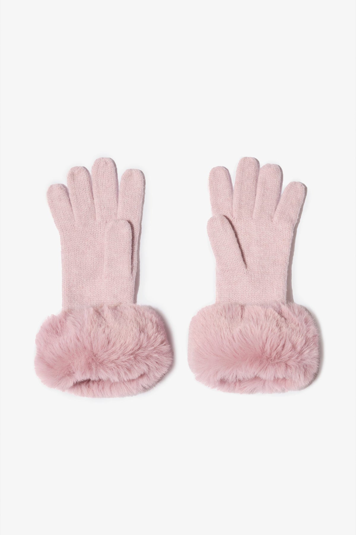 ⁣⁢Strickhandschuhe mit Kunstfell-Bündchen in Puderrosa⁤⁣ - 2