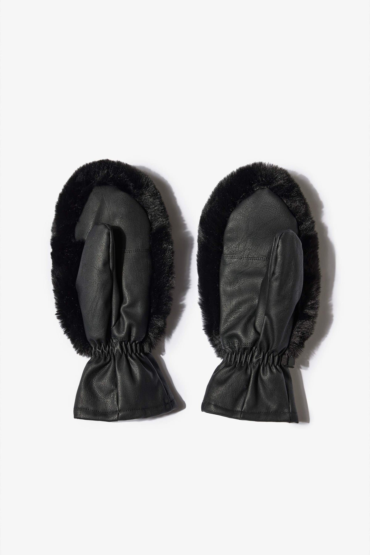 ⁣⁢Kunstfell-Handschuhe in Schwarz⁤⁣ - 2