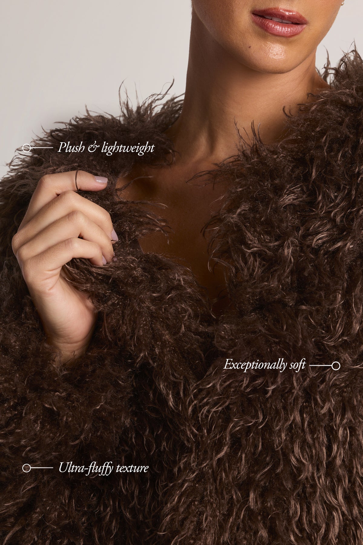 ⁣⁢Mongolian Fur Jacke in Chocolate Brown⁤⁣ - 1