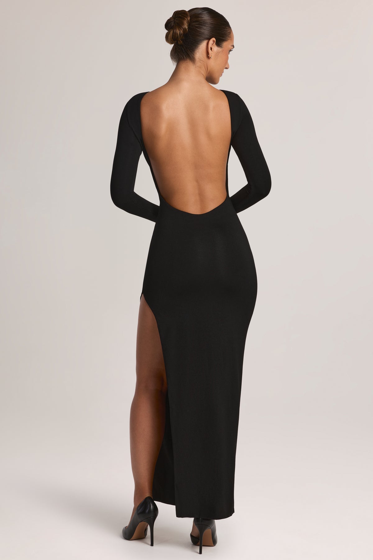 ⁣⁢Modal Maxikleid mit Rückenausschnitt in Schwarz⁤⁣ - 2