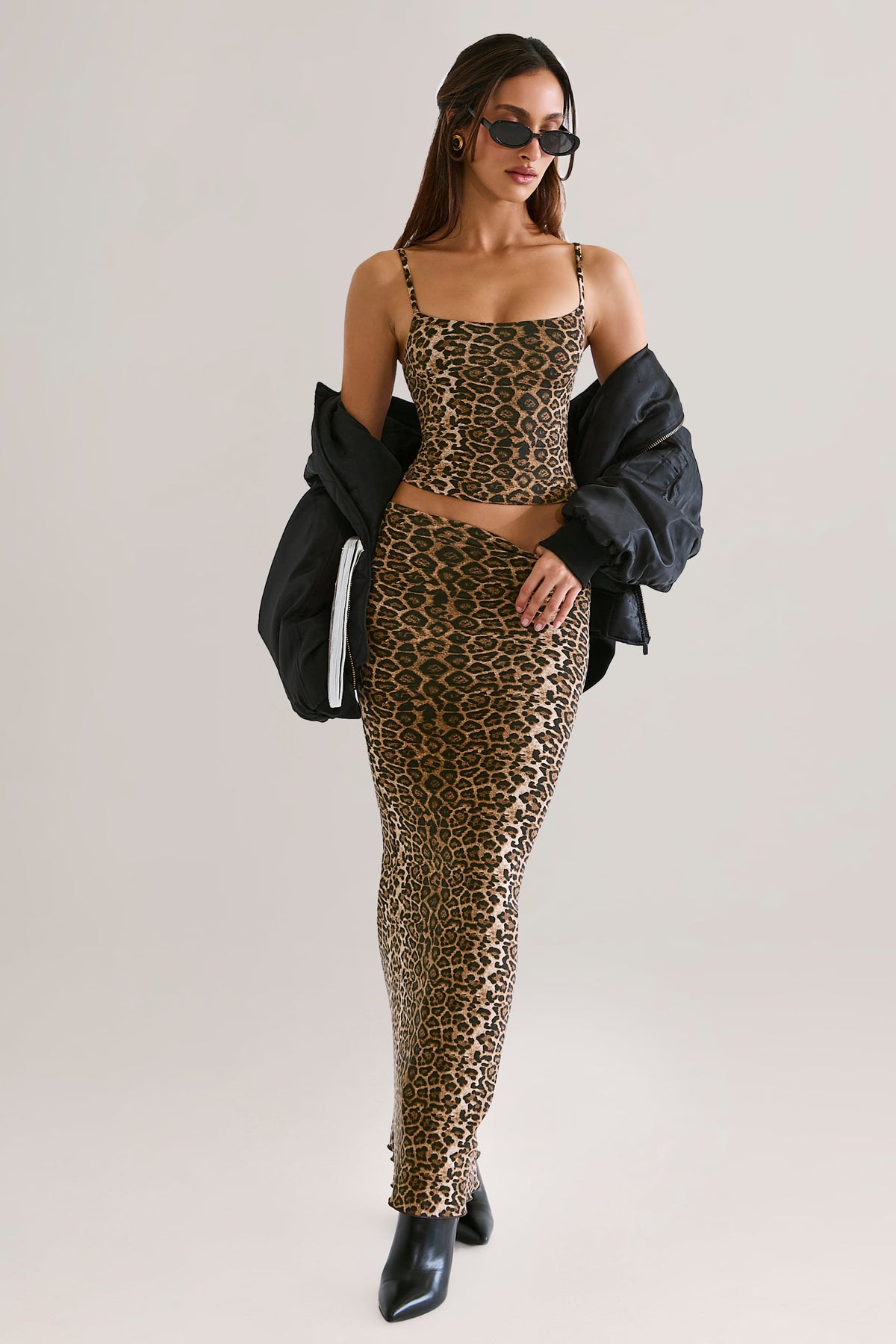 ⁣⁢Modal-Tanktop mit Rundhalsausschnitt in Leopardenmuster⁤⁣