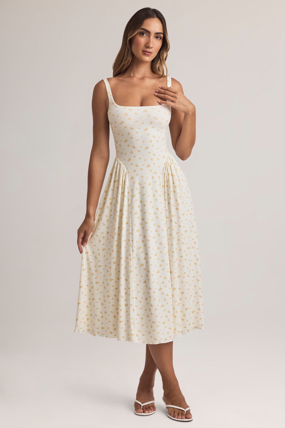 ⁣⁢Modal-A-Linien-Midaxikleid im Blumenmuster⁤⁣
