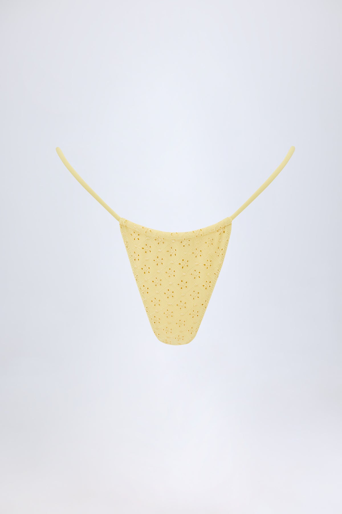 ⁣⁢Broderie Anglaise Bikinihose mit Kordelzug in Zitronengelb⁤⁣ - 2