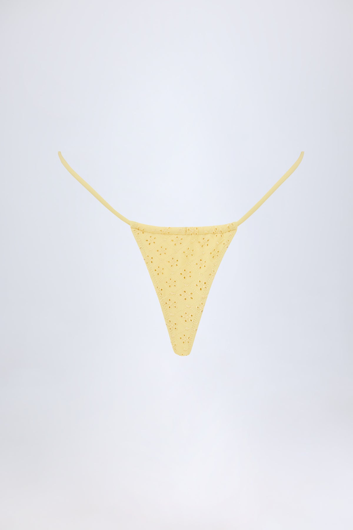 ⁣⁢Bikinihose mit Lochstickerei und Kordelzug in Zitronengelb⁤⁣