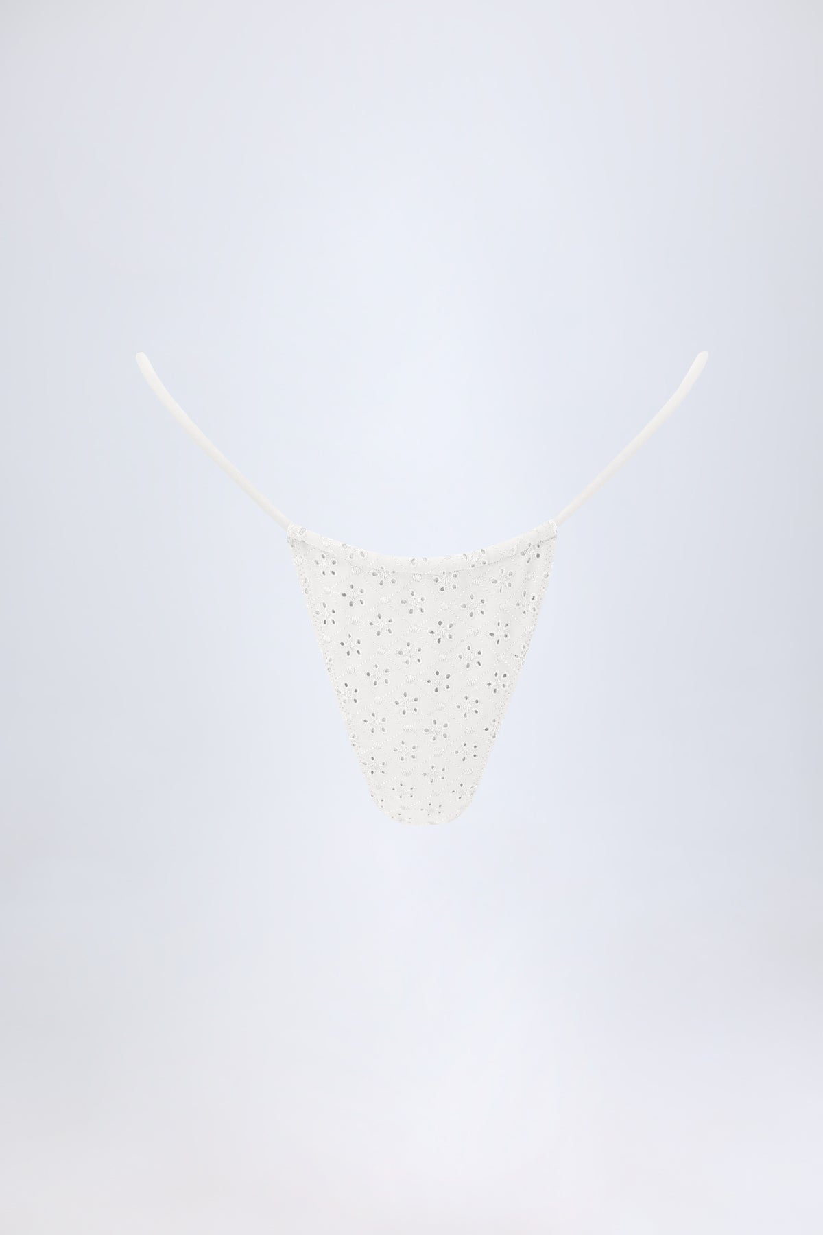 ⁣⁢Broderie Anglaise Tanga-Bikinihose mit Kordelzug in Weiß⁤⁣ - 2
