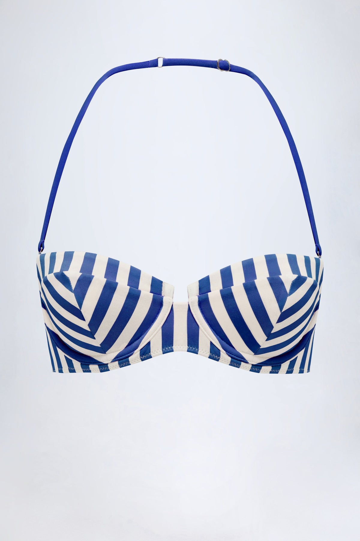 ⁣⁢Bikini-Oberteil mit Bügel und Neckholder im Balconette-Schnitt in Marineblau gestreift⁤⁣ - 2