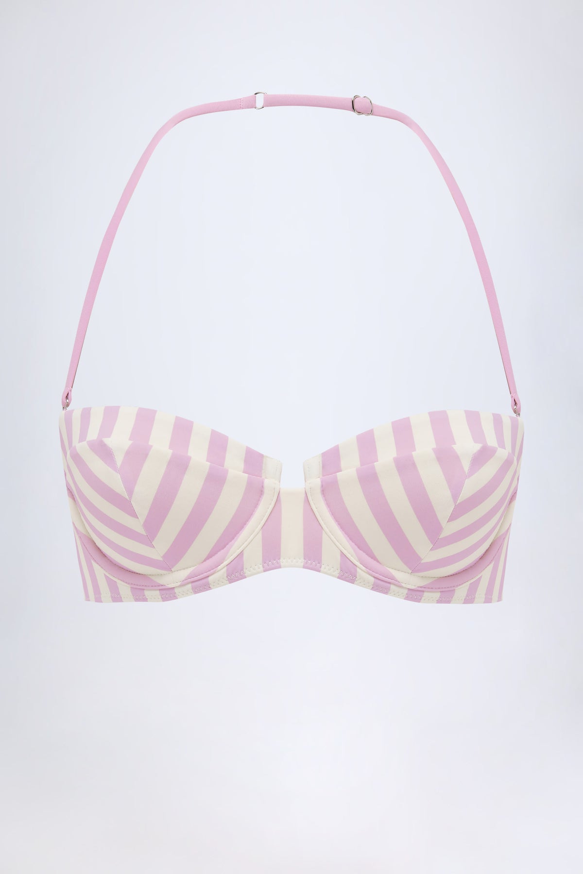 ⁣⁢Bügel-Neckholder-Balconette-Bikinioberteil in Mauve Stripe⁤⁣ - 2