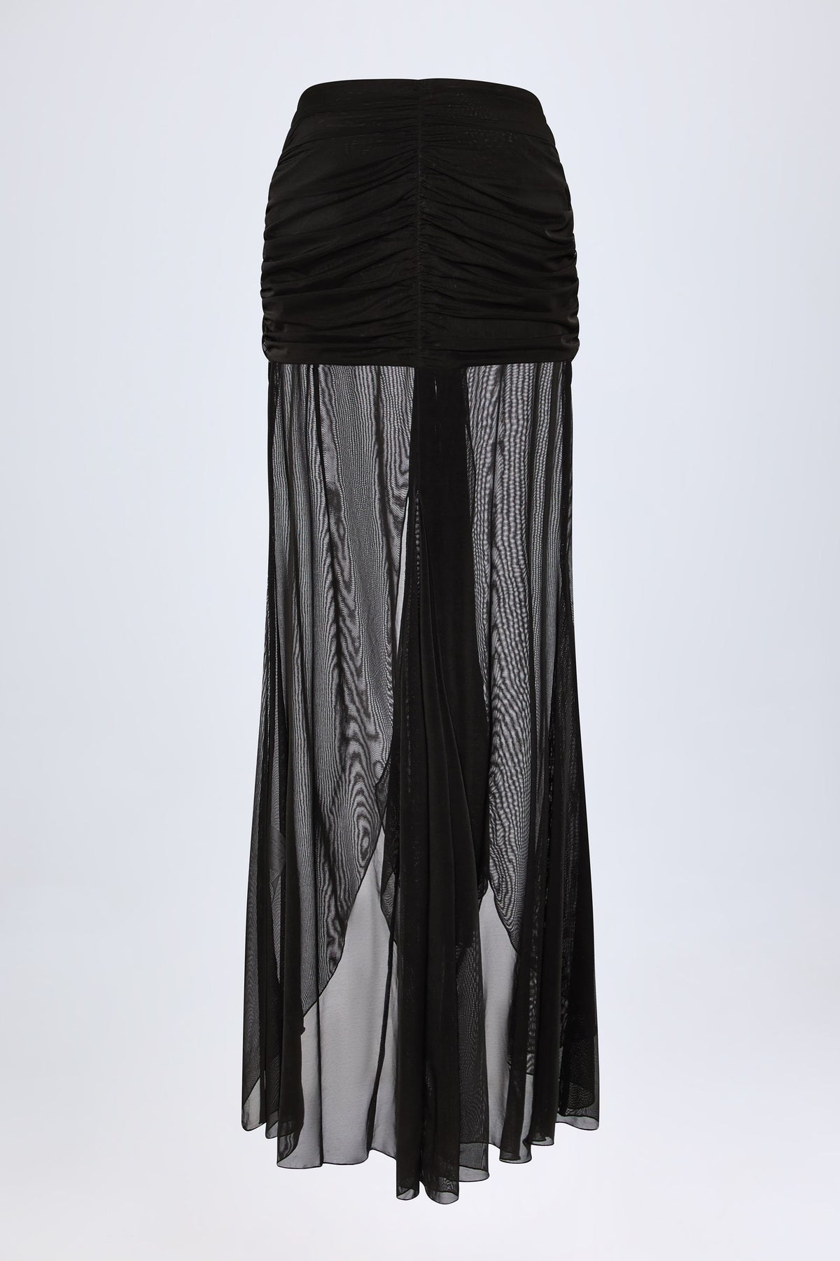⁣⁢Geraffter Fishtail-Maxirock mit Metalldetail in Schwarz⁤⁣