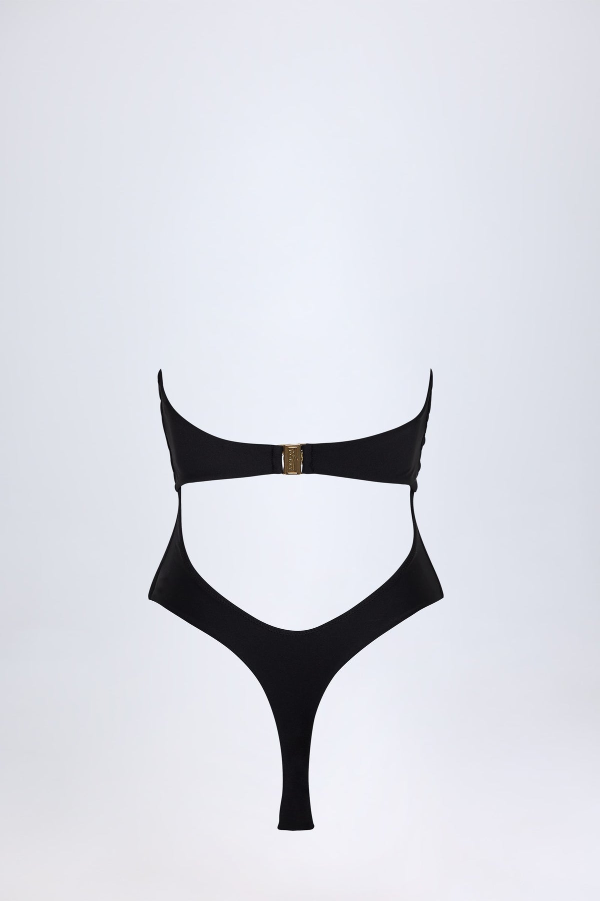 ⁣⁢Cut-out-Badeanzug mit Metalldetail in Schwarz⁤⁣