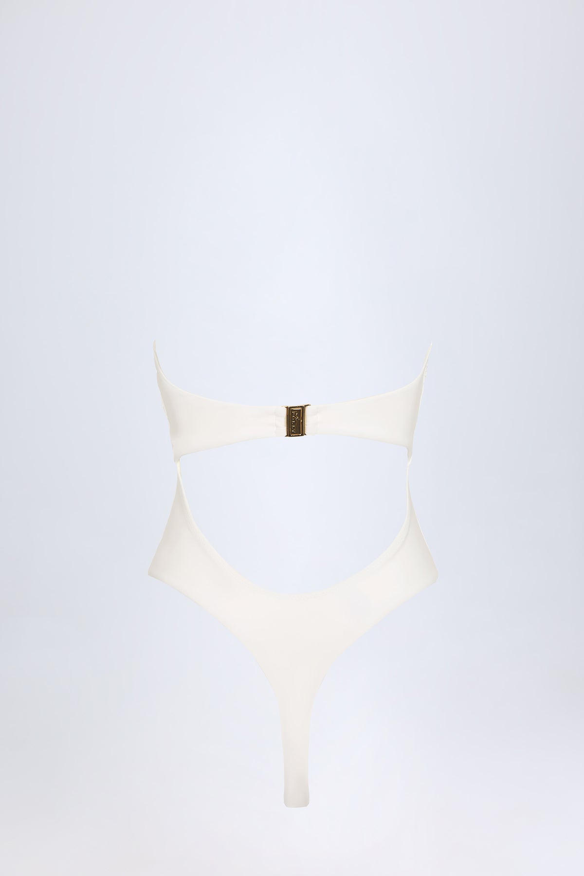 ⁣⁢Cut-out-Badeanzug mit Metalldetail in Weiß⁤⁣
