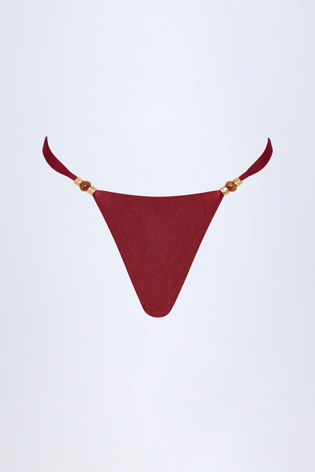 ⁣⁢Cheeky-Bikinihose mit Perlenverzierung in Dark Cherry⁤⁣