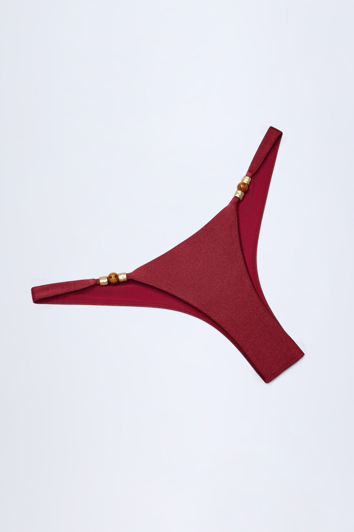 ⁣⁢Cheeky-Bikinihose mit Perlenverzierung in Dark Cherry⁤⁣