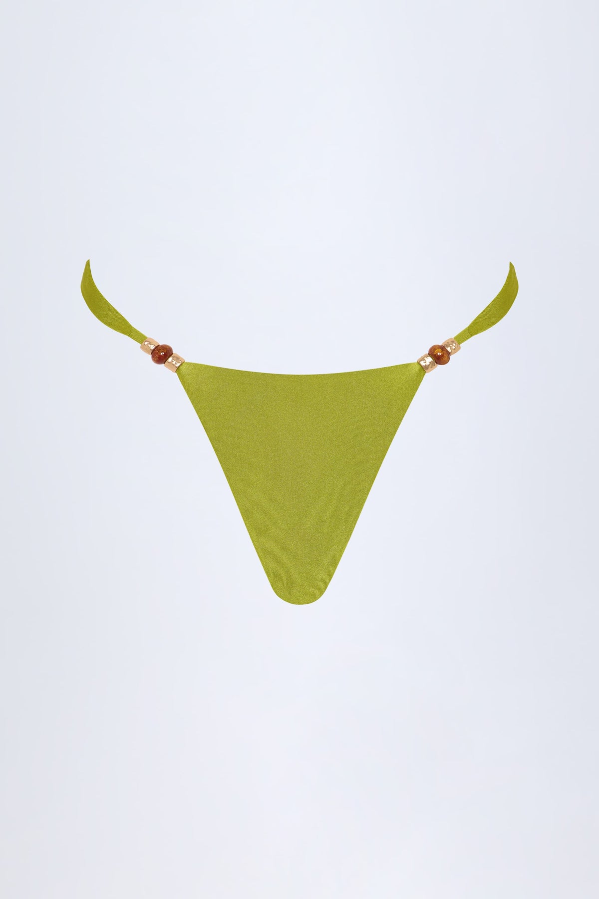 ⁣⁢Mit Perlen verzierte Cheeky Bikinihose in Olivgrün⁤⁣