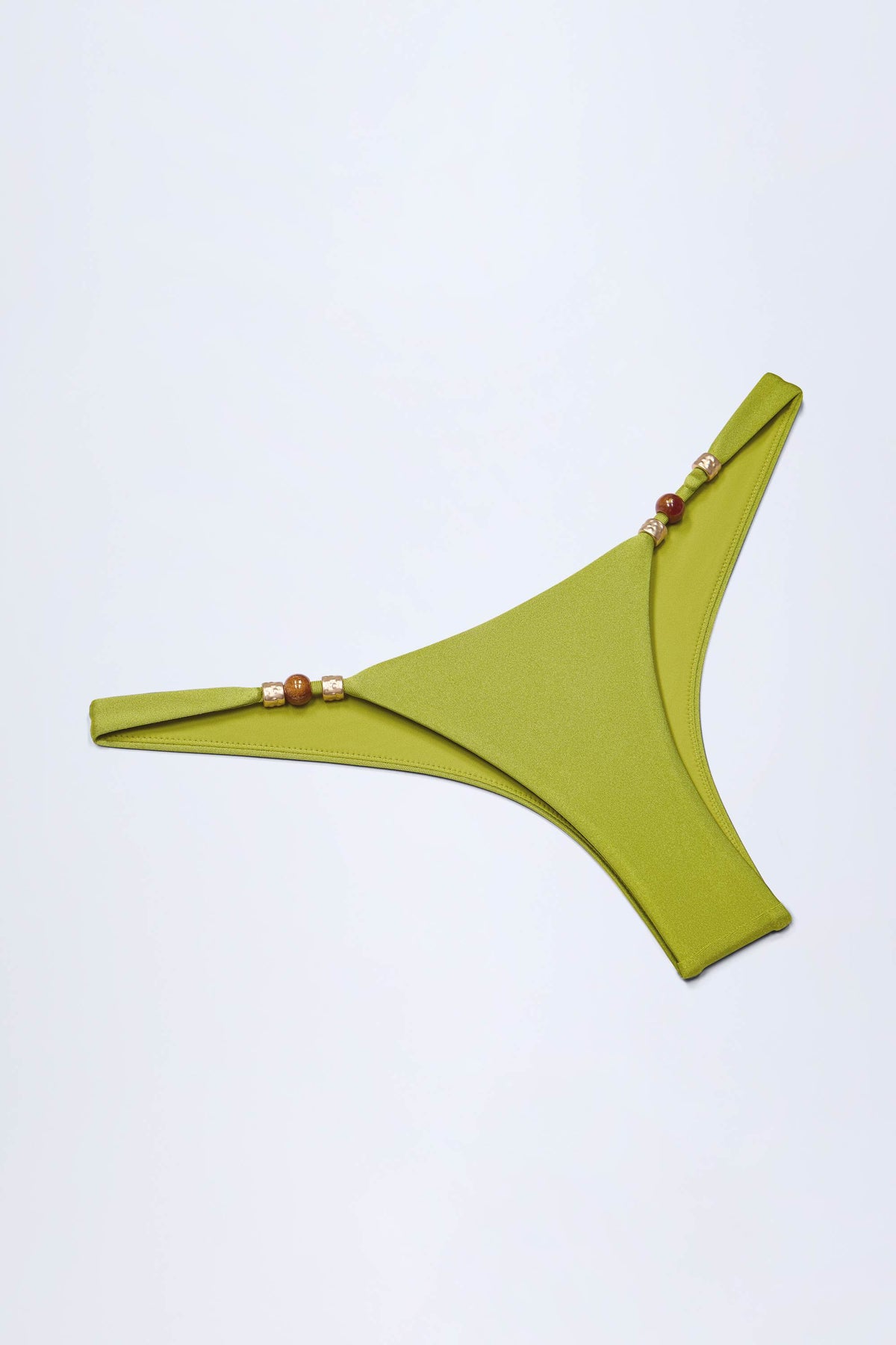 ⁣⁢Mit Perlen verzierte Cheeky Bikinihose in Olivgrün⁤⁣