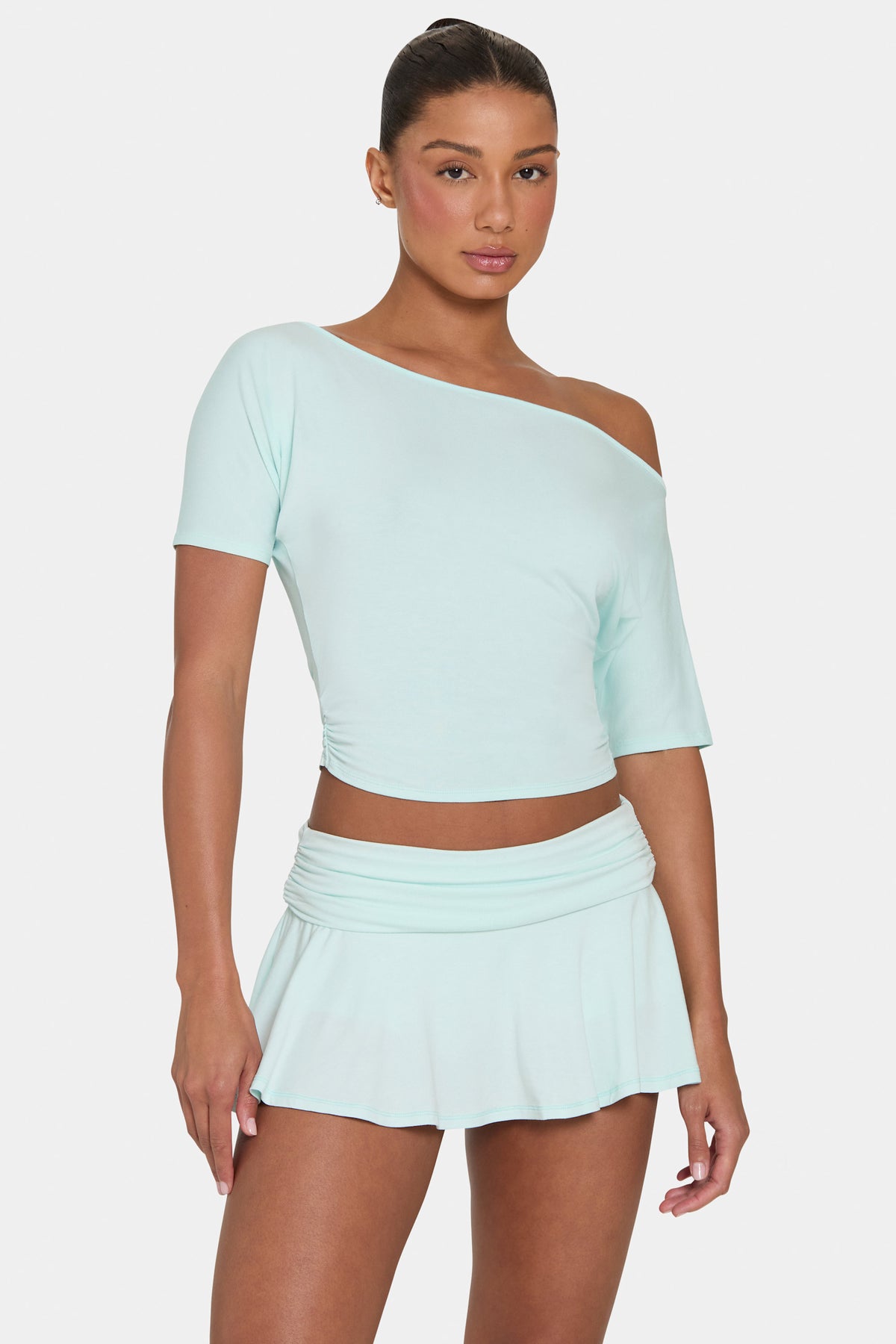 ⁣⁢ButterCloud™ Lässiges Off-Shoulder-Oberteil in Minze⁤⁣ - 1
