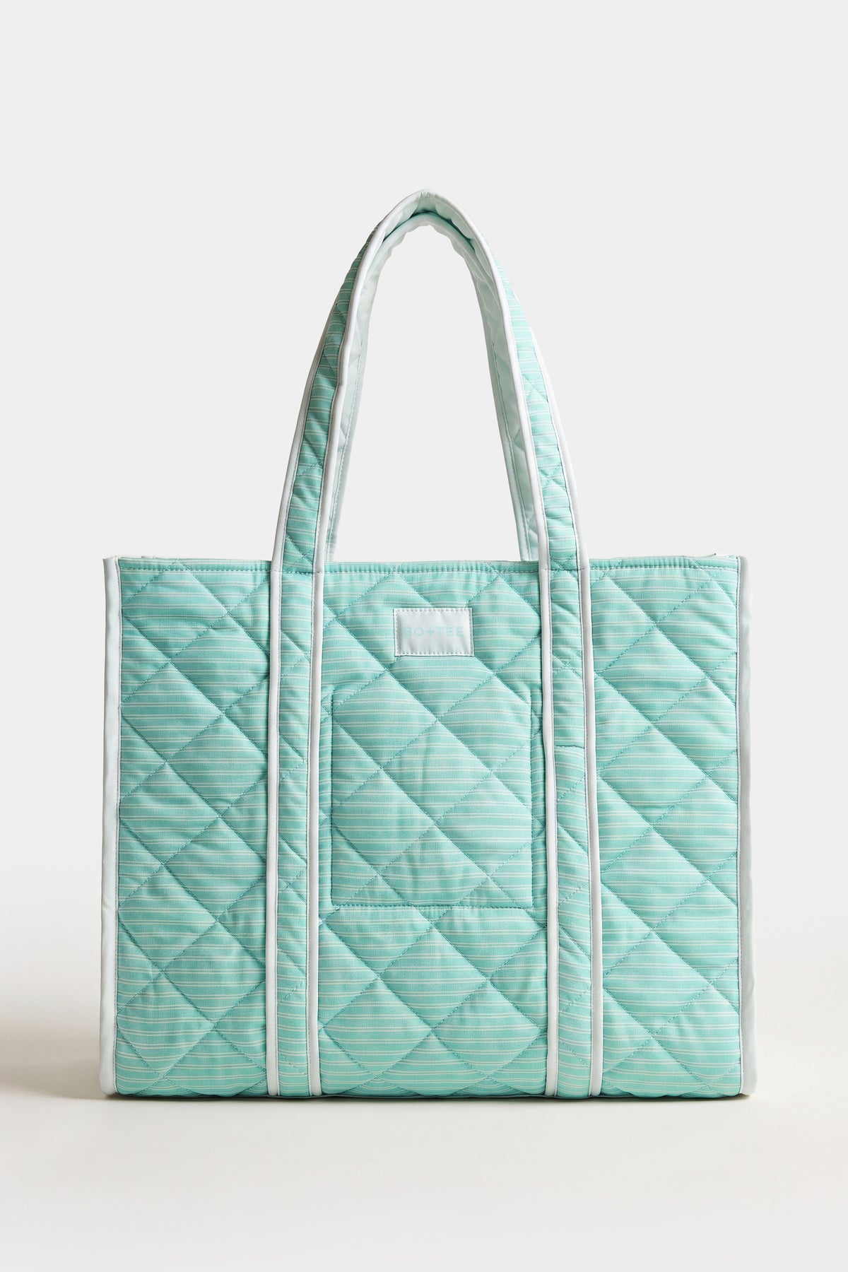 ⁣⁢Jersey-Tote-Bag mit aquablauen Streifen⁤⁣