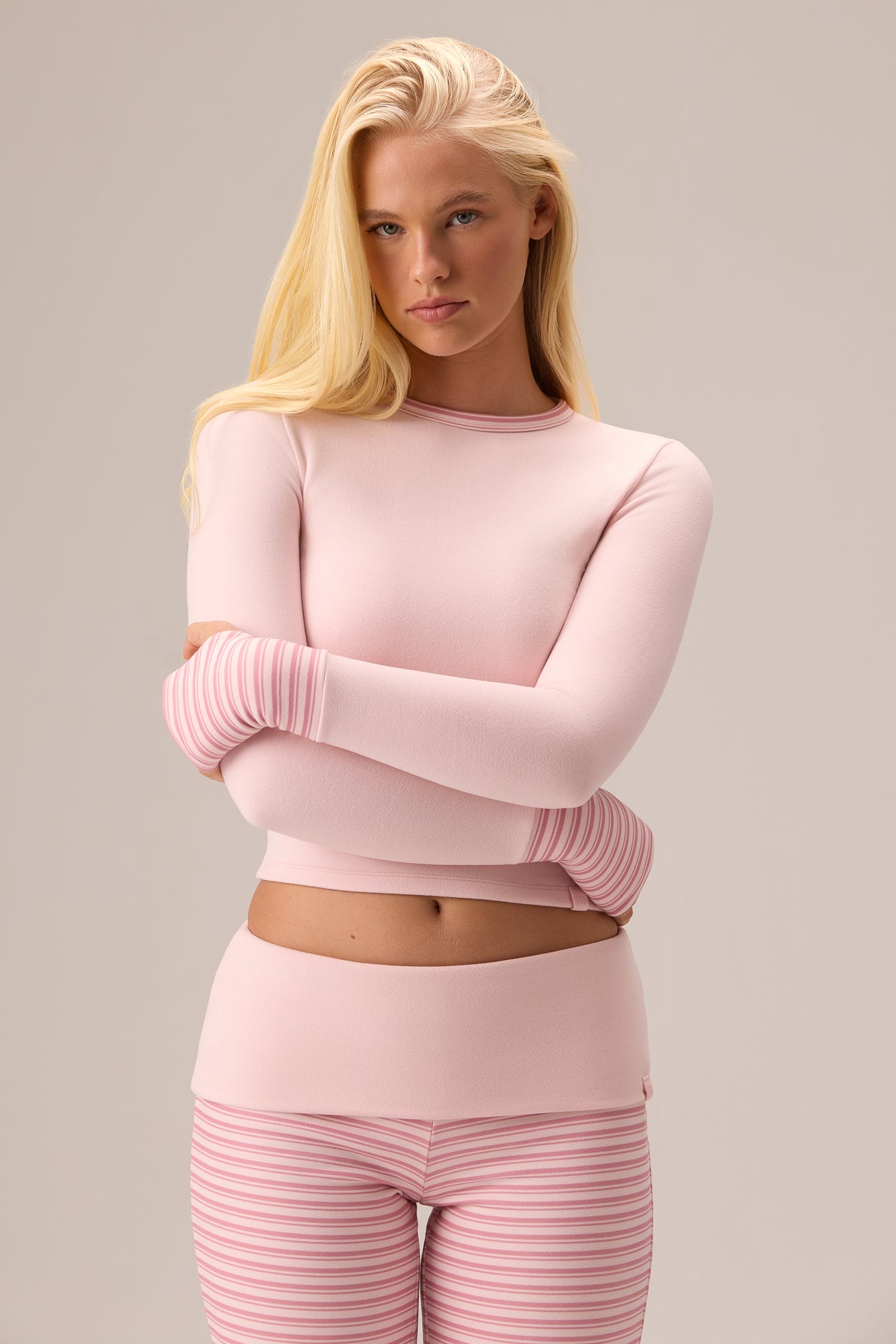 ⁣⁢Plüsch-Jersey-Langarmshirt in Ballet Pink⁤⁣ - 2
