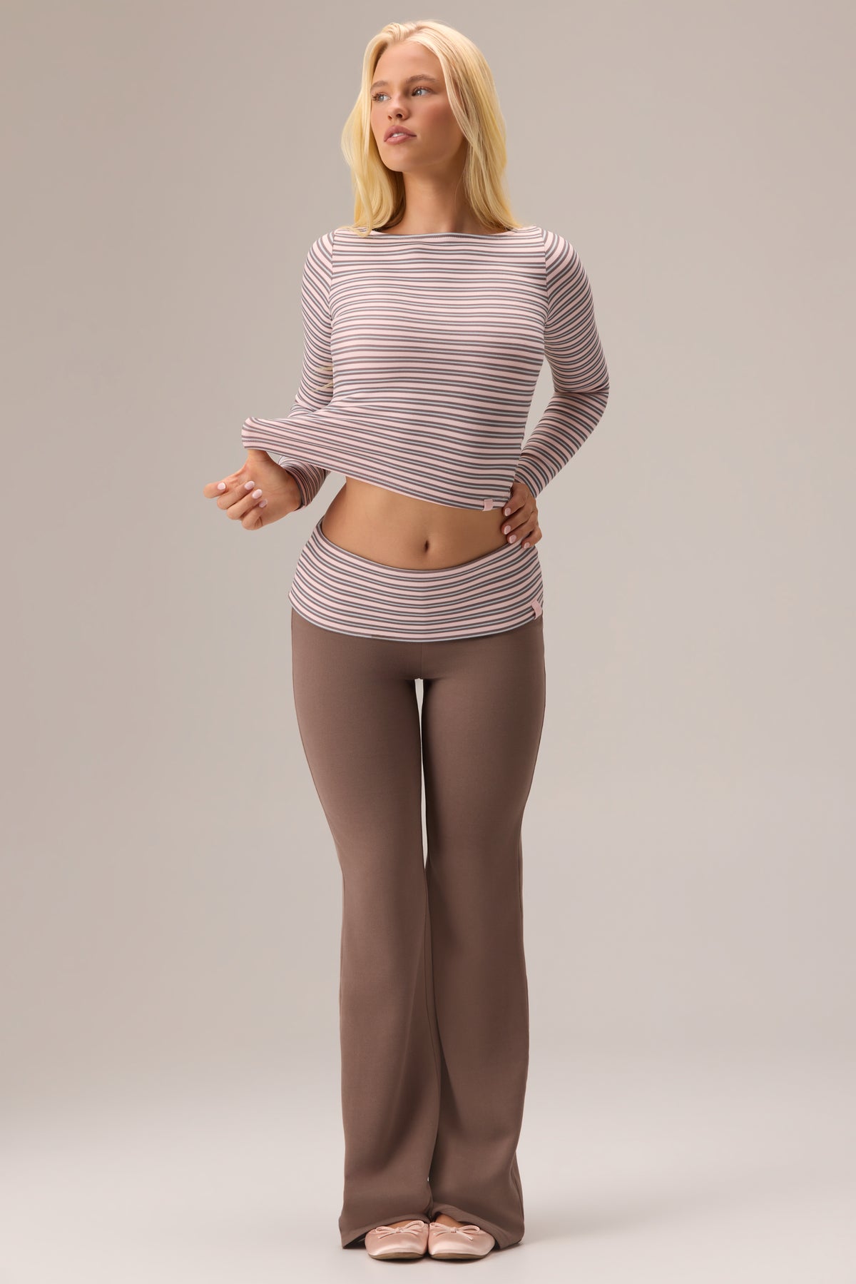 ⁣⁢Plüsch-Jersey-Hose mit weitem Bein in Chestnut⁤⁣ - 1