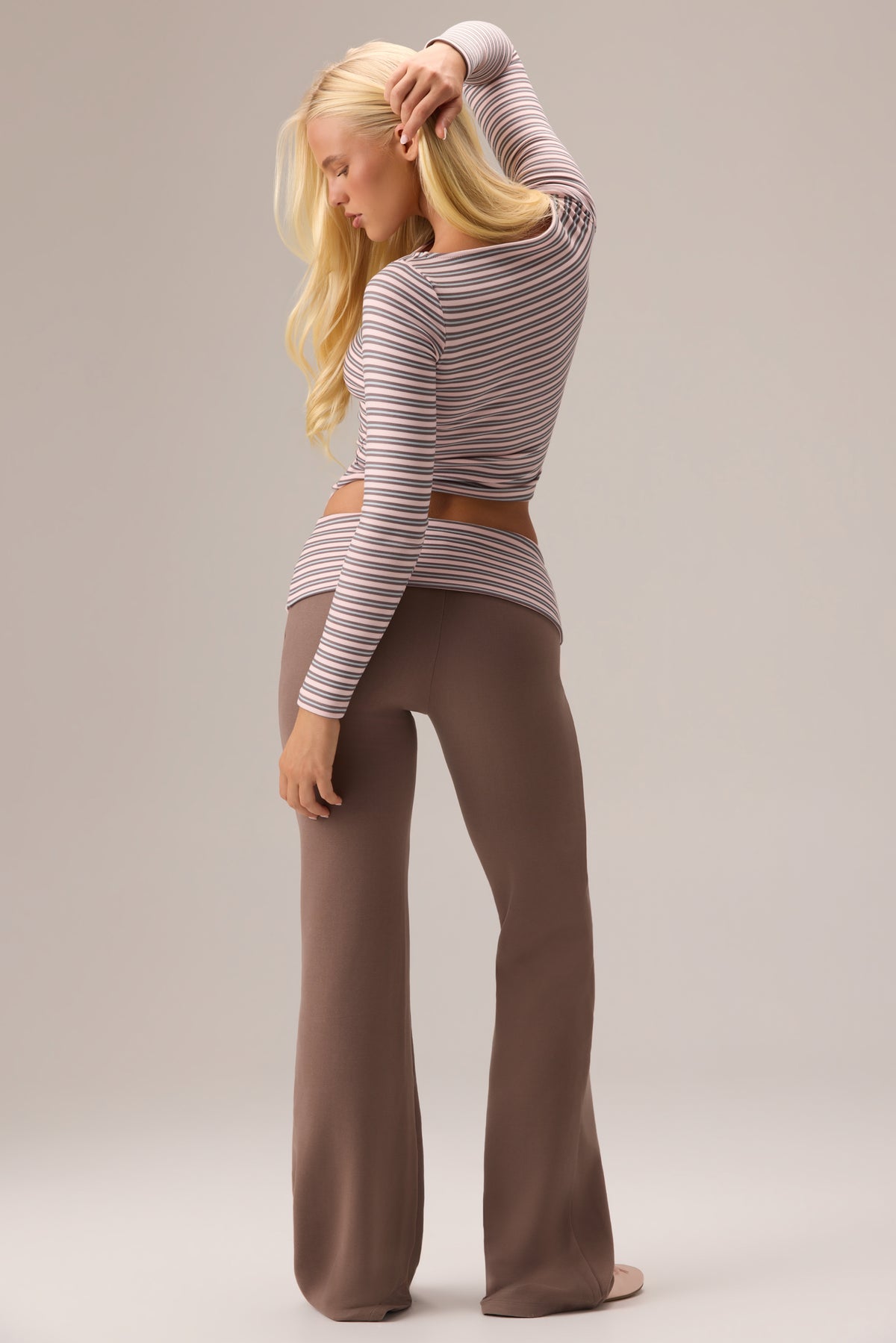 ⁣⁢Plüsch-Jersey-Hose mit weitem Bein in Chestnut⁤⁣ - 2
