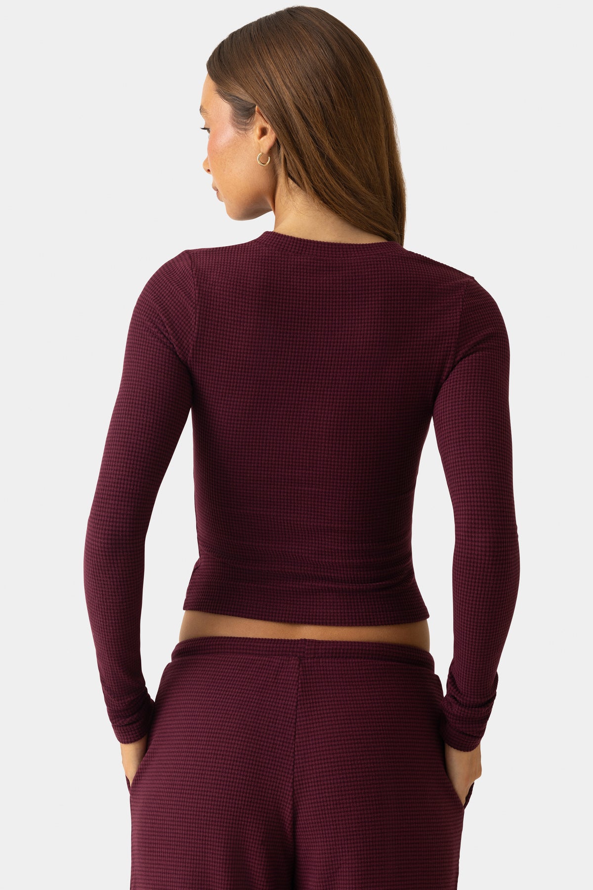 ⁣⁢Gerippter Jersey Rundhals-Cardigan in Plum⁤⁣ - 2