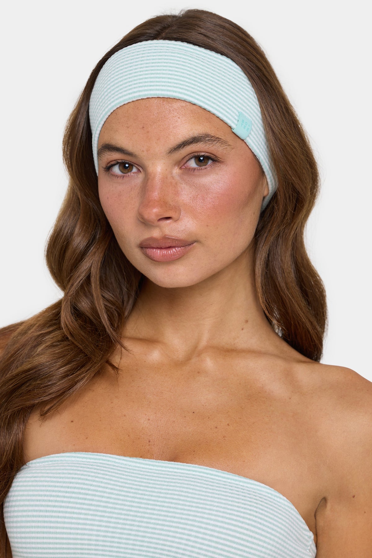 ⁣⁢Ribbed Jersey Headband in Mint Stripe⁤⁣ - 1