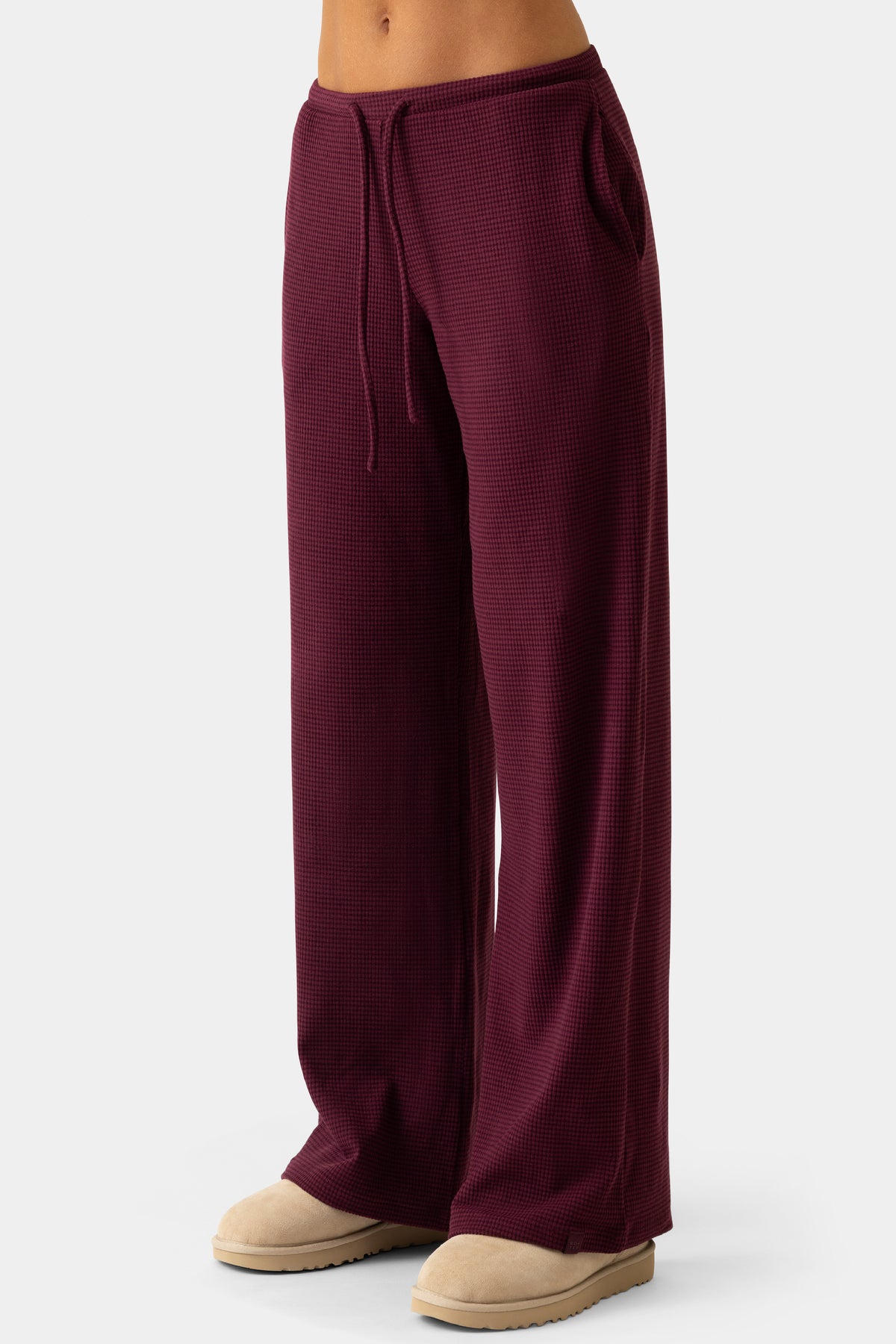 ⁣⁢Low-Waist-Hose aus Rippjersey in Pflaume⁤⁣