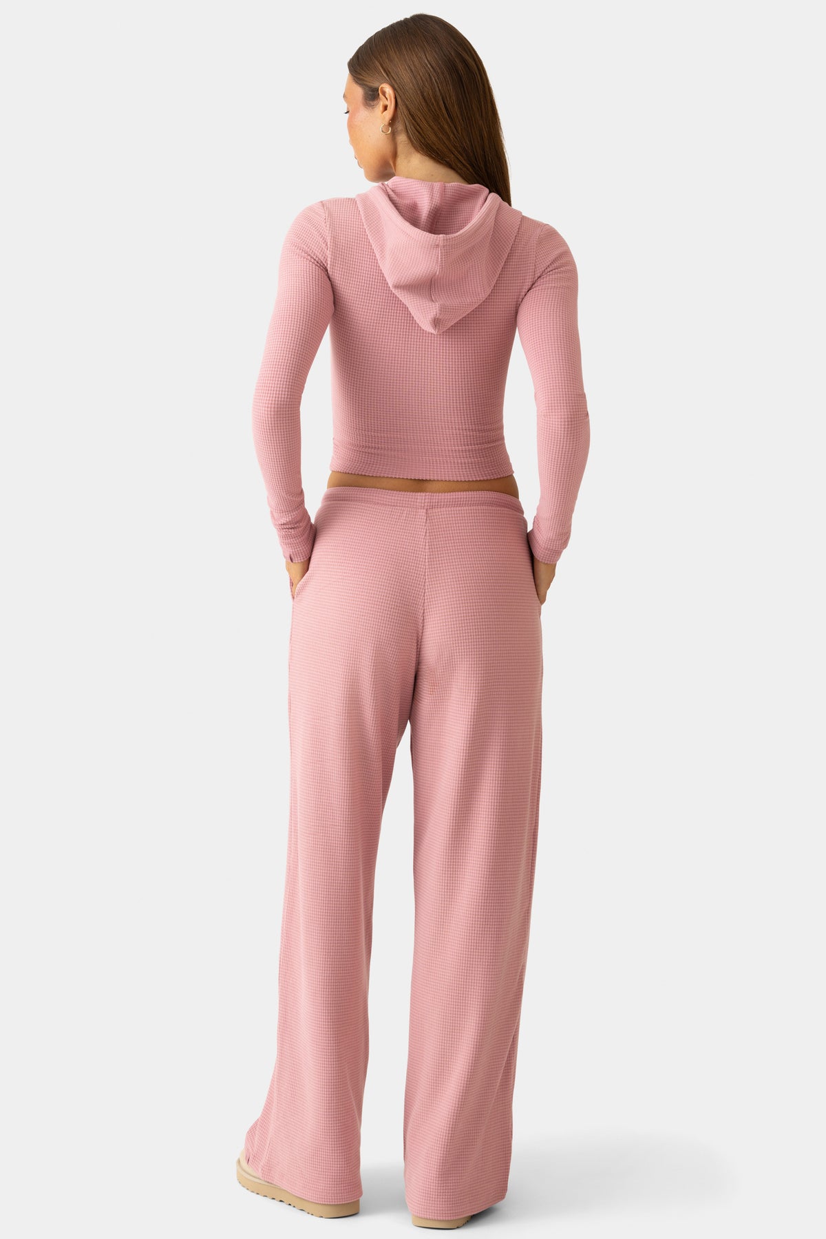 ⁣⁢Gerippte Jersey-Hose mit niedrigem Bund in Berry⁤⁣ - 2