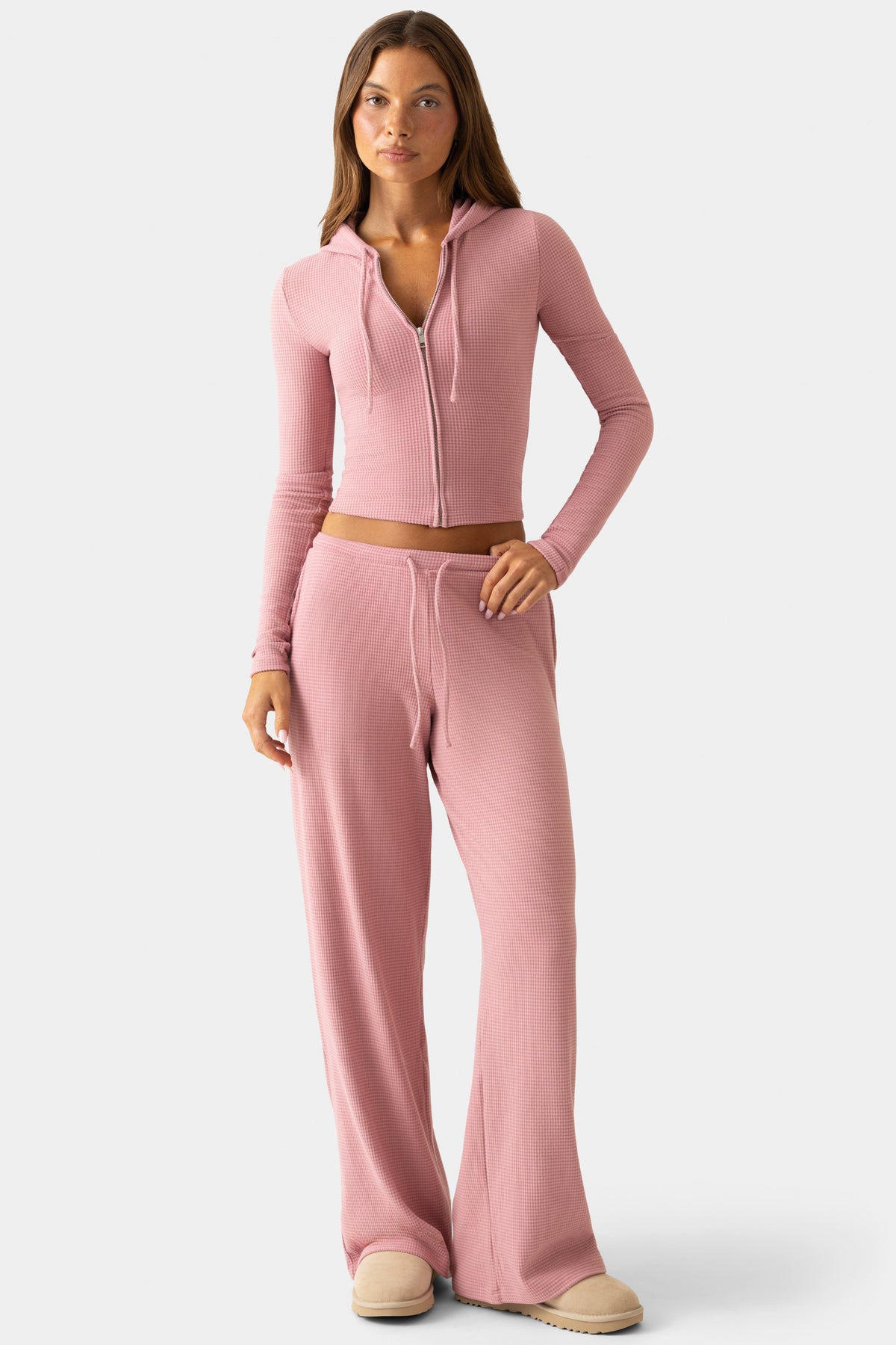 ⁣⁢Low-Waist-Hose aus Rippjersey in Beere⁤⁣
