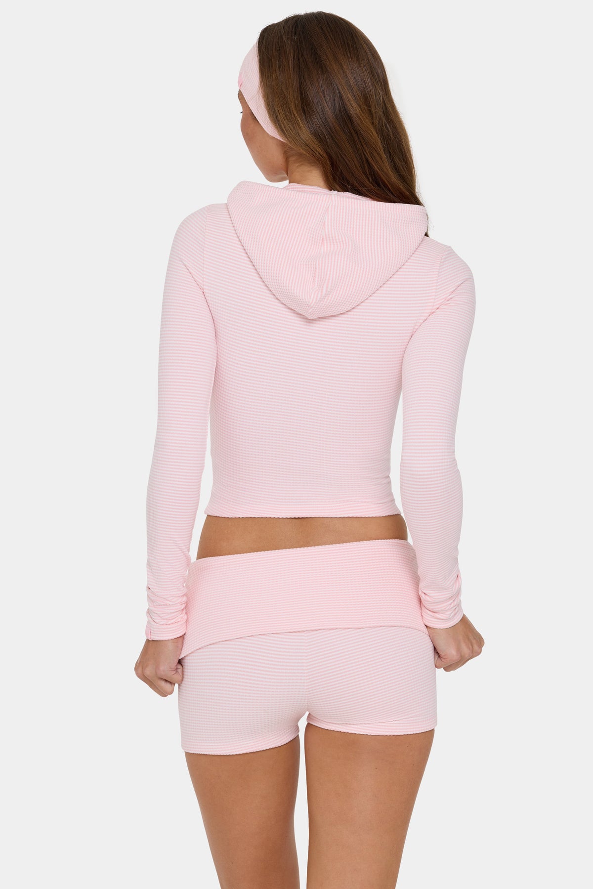 ⁣⁢Gerippte Jersey-Minishorts in Pfirsich-Streifen⁤⁣ - 2