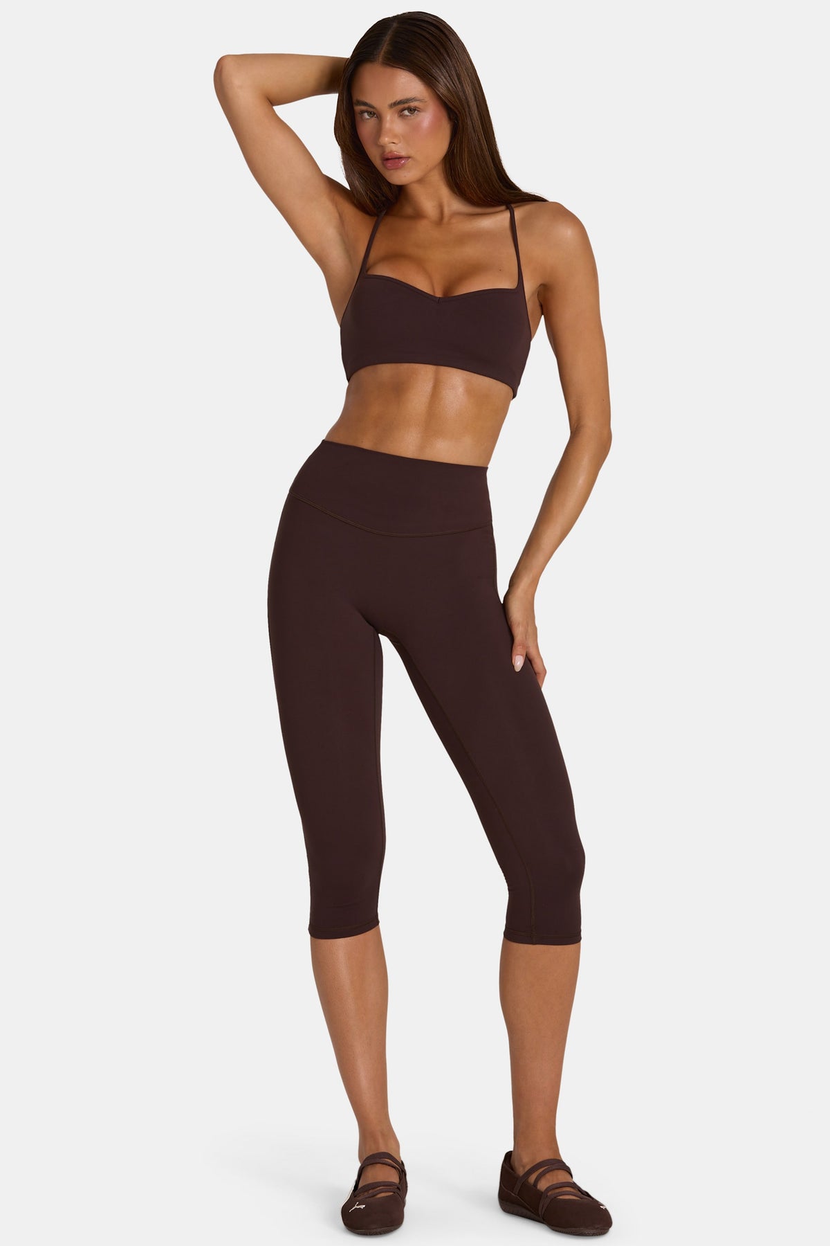 ⁣⁢Soft Active Capri-Leggings in Espresso⁤⁣