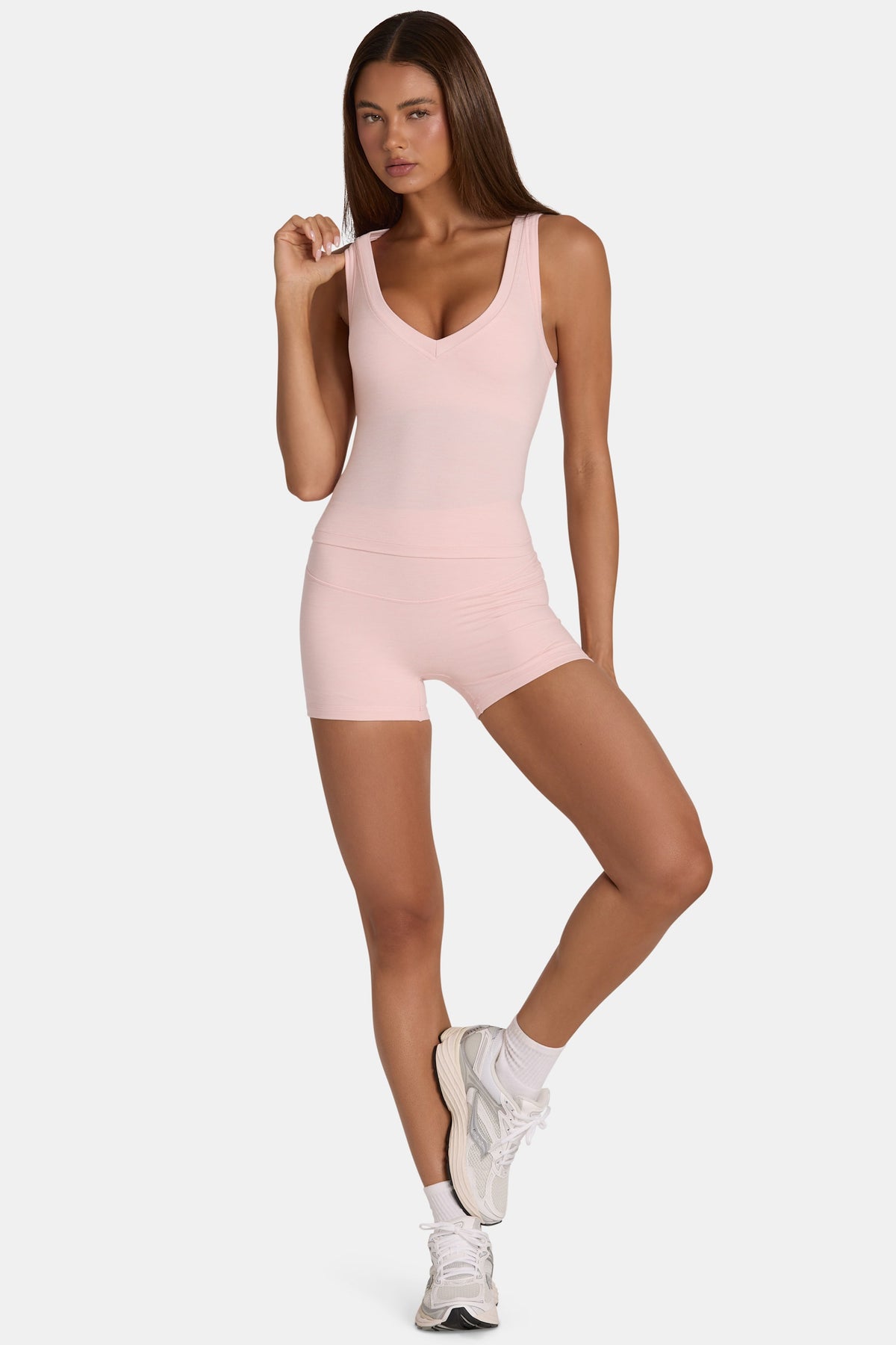 ⁣⁢Soft Active Mini-Shorts in Blush Marl⁤⁣ - 1