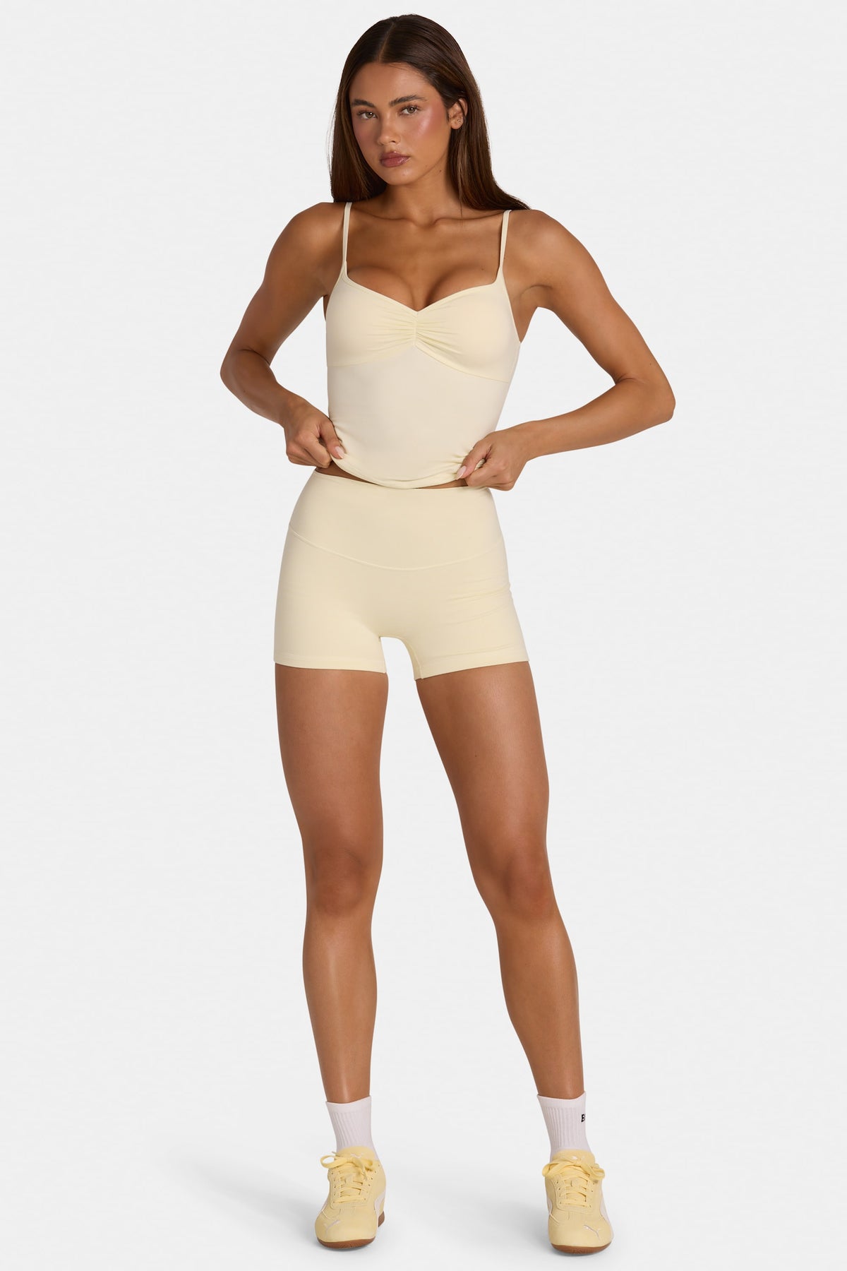⁣⁢Soft Active Mini-Shorts in Lemon Marl⁤⁣