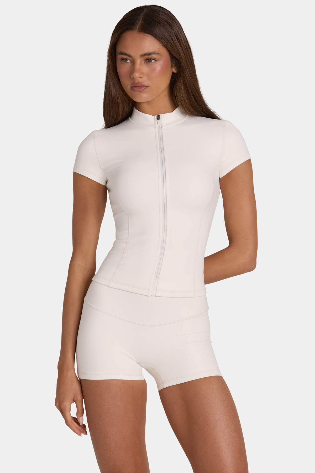 ⁣⁢Soft Active Zip-Up-Oberteil in Coconut⁤⁣ - 1
