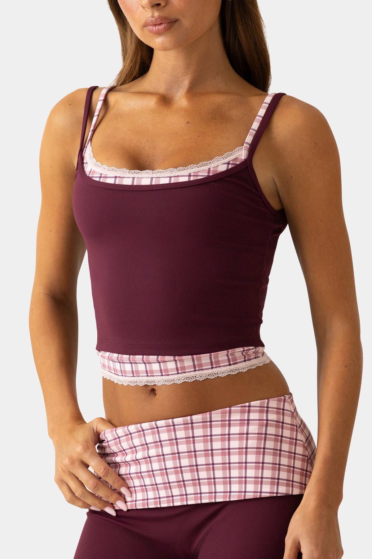 ⁣⁢Soft Active doppellagiges Tanktop in Pflaume⁤⁣