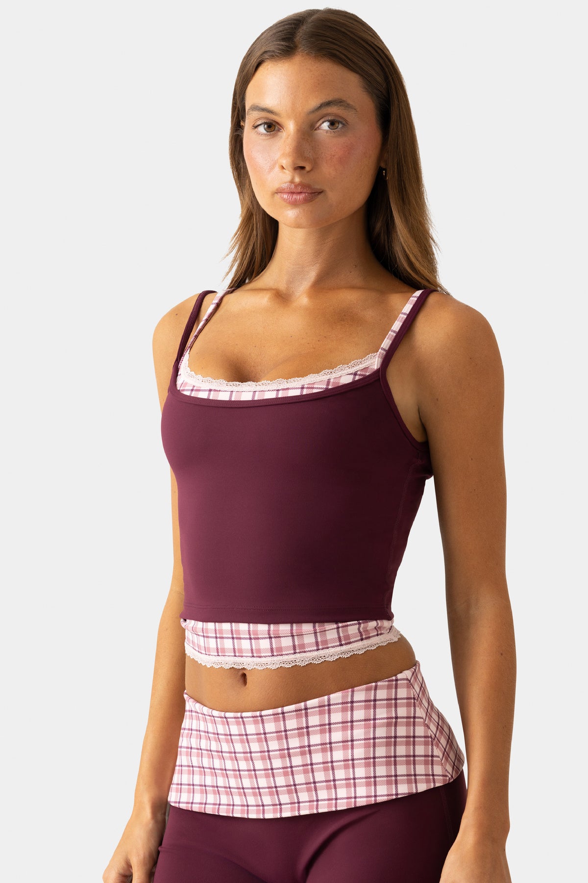 ⁣⁢Soft Active doppellagiges Tanktop in Pflaume⁤⁣
