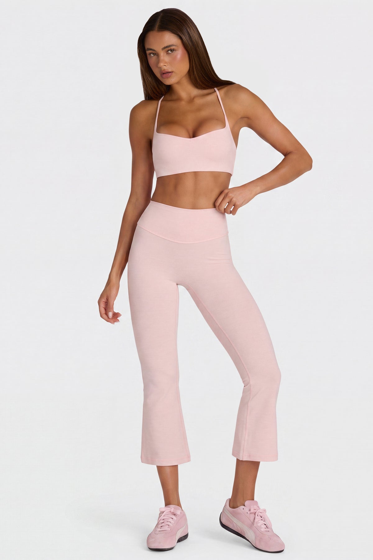 ⁣⁢Soft Active Capri Leggings in Blush Marl⁤⁣ - 1